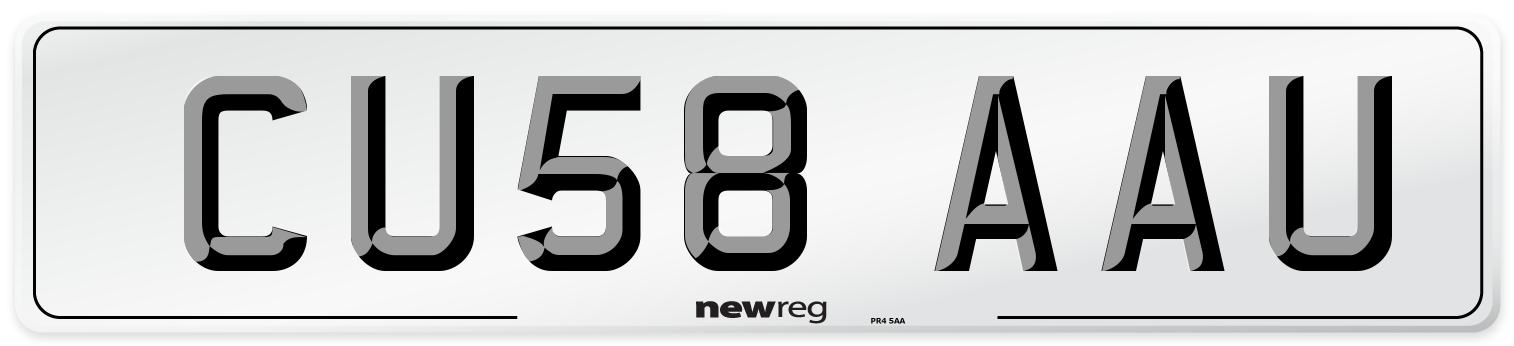CU58 AAU Number Plate from New Reg